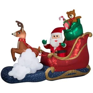 Gemmy Animated Christmas Inflatable Santa in Sleigh, 7 ft Tall, Multi - Picture 1 of 5