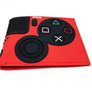 PlayStation Gamer Red Rubber Wallet New - Picture 1 of 2