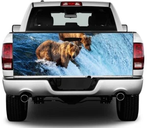 Brown Bears Fishing Truck Tailgate Wrap Vinyl Graphic Decal Sticker Wrap #496 - Foto 1 di 5