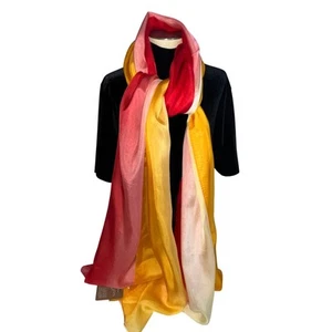 Bufanda de seda para mujer talla única teñida a mano ombre asiática roja amarilla naranja primavera - Imagen 1 de 4