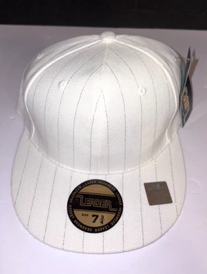 Gorra deportiva Leader blanca con rayas plateadas brillantes talla 7 3/4 - ¡NUEVA con etiquetas! Foto 1 de 4