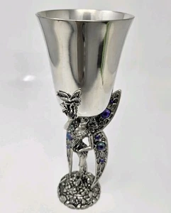 Fellowship Foundry Nymph Fairy Chalice Ornate Gemstone Vintage Pewter Goblet - Picture 1 of 6