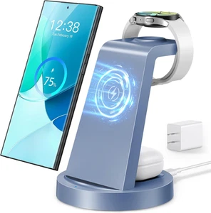 Chargeur sans fil pour Samsung : Station de charge sans fil 3 en 1 pour Samsung Galax - Photo 1 sur 13