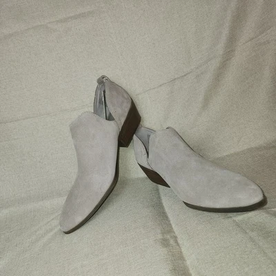 NEW Joie Suede Leather Rowen Cutout Taupe Ankle Slip On Boho Western Booties 8 - Image 1 of 4