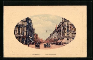Düsseldorf, Ansichtskarte, Graf Adolfstrasse mit Kutschen  - Picture 1 of 2