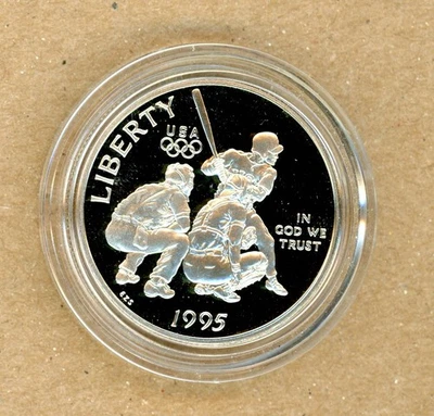 1995 Olympic Baseball Half Dollar US Mint Proof 50C Commemorative Coin - Image 1 of 2