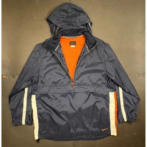 Chaqueta cortavientos vintage Nike Pullover Anorak sudadera con capucha azul marino naranja para hombre Y2K 90/ - Imagen 1 de 7