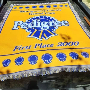 Pedigree Dog Tapestry Fringed Blanket Throw Kennel Club 1st Place 2000 Made USA - Picture 1 of 11