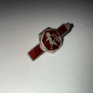 Vintage Sterling Silver Tie Bar Clip Siam Black Nielloware - Picture 1 of 2