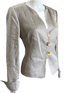 ARMANI Colezzioni US Size 10 EU 48 Vintage Lavender Blazer Pebbled Shell Buttons - Picture 1 of 13