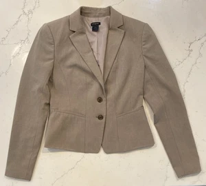 Ann Taylor Blazer Womens Size 0 Tan Light Brown Jacket Dressy 2 Button - Picture 1 of 13