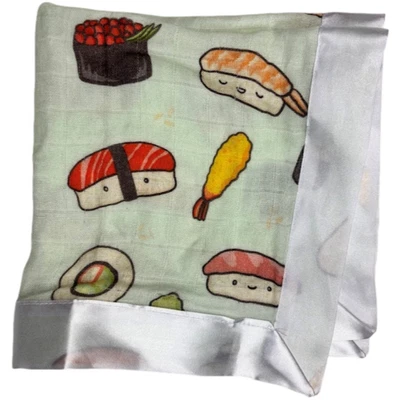 Детское защитное одеяло LouLou Lollipop Shshi милое зеленое белое атласное 15 дюймов бамбук - Изображение 1 из 3