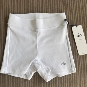 Pantalones Cortos Alo Goddess Acanalados Cintura Alta Talla XS Blanco Pull On - Imagen 1 de 4