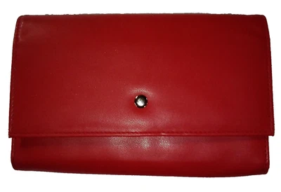 BUXTON Red Leather Faux Wallet Flap Over  Purse One Pocket Snap - Imagem 1 de 4