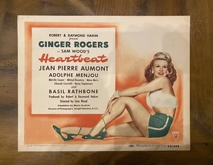 Tarjeta de vestíbulo Heartbeat Title 1948 tarjeta pinup de Ginger Rogers - Imagen 1 de 2