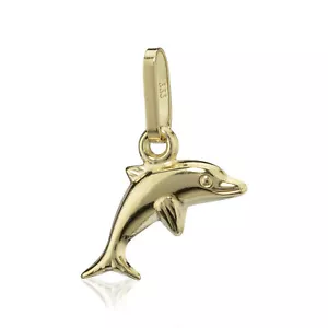 Kettenanhänger Delfin 333 Gelb Gold 8 Karat Charm matt poliert 12x7mm Talisman - Picture 1 of 1
