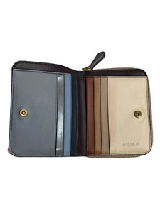 Cartera Coach pequeña con cremallera y presión en bloques de colores multicolor - Imagen 1 de 8