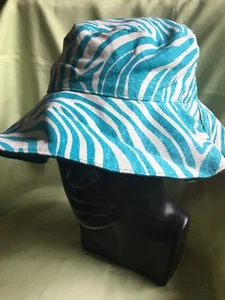 The Childrens Place est 1989 Turquoise Zebra Print Girls Sun Hat Size 4/6-New - Picture 1 of 4