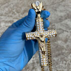 Mens 18K Gold Plated Huge Crucifix Cross Chain Jesus Piece Cuban Necklace 30
