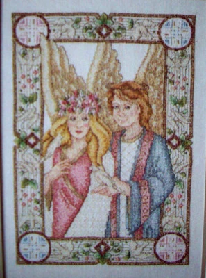 Modern Guardian Angels  cross stitch pattern  - Image 1 of 2