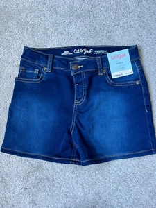 Cat & Jack Girls Mid Shorts Jeans Blue Size L(10-12) Adjustable Waist Stretch  - Picture 1 of 7