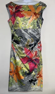 Kay Unger NY Size 6 Womens Dress Multicolor Floral Sleeveless Lined At Knee Flaw - Picture 1 of 12