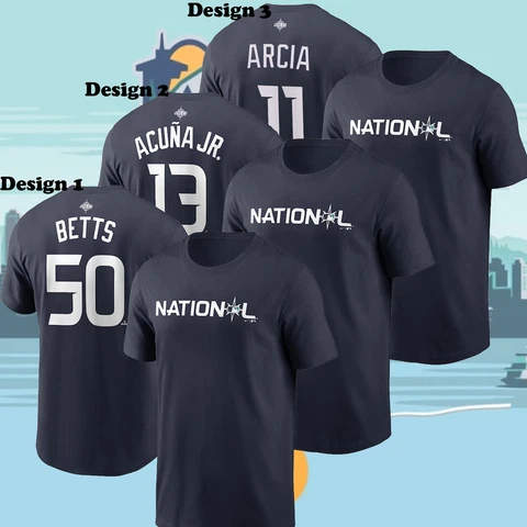 NEW! M.Betts, R.Acuña Jr., O.Arcia National 2023 All Baseball Game T-Shirt S-5XL Cover