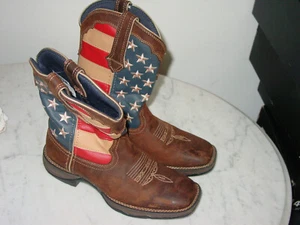 Womens Durango 10" RD4414 Western Lady Flag Pull On Leather Boots! Size 8M - Picture 1 of 12
