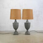 Pair Large Vintage Metal Urn Table Lamps Hollywood Regency 59cm Tall #102508