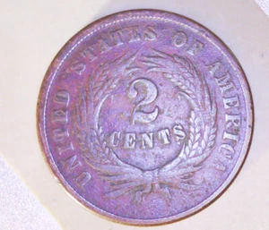1865 United States Two Cent Piece 2 Circulated Ungraded - Picture 1 of 2