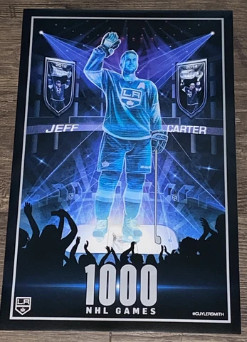 Jeff Carter 1000 NHL Games Played Los Angeles Kings LE Giveaway 11x17 Poster Cover