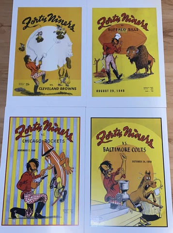 San Francisco 49ers AAFL Posters - Lot of 4 - Montana - Rice - Y.A. Tittle Cover