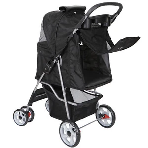  Folding Dog Stroller Travel Carrier Small Medium Cat Pet with Safe Cup Holder  - Picture 1 of 12
