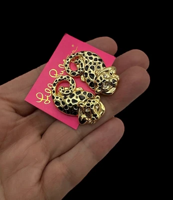 Lilly Pulitzer Jewelry Gold Big Cat Jaguar Leopard Post Pierced Earrings - Image 1 of 4