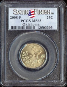 2008-P Oklahoma Quarter 25c PCGS MS68 Satin - Picture 1 of 2