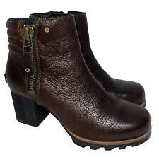 Sorel Danica size 6 NL2547-256 Zip Leather Brown Heel Waterproof Ankle Boots