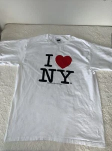 Vintage 1996 I Love New York White Shirt Size Large Fruit Of The Loom Minty - Picture 1 of 8