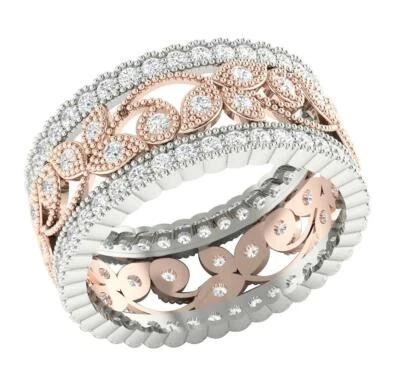 Designer Eternity Engagement Ring Natural Diamond I1 G 1.40 Carat 14K Rose Gold - Image 1 of 4