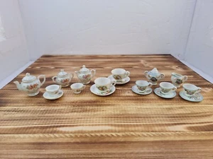 22 piece Set Doll House Tea Cup Saucer Creamer Sugar Lot 3 Style Mix Match - Picture 1 of 15