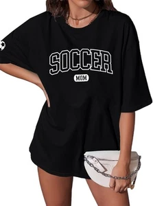 Soccer Mom Shirt Womens Oversized Game Day Shirt Soccer Graphic T Shirts Shor... - Picture 1 of 5