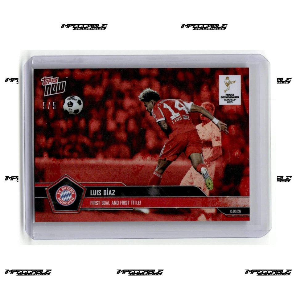 2025 Topps Now 德甲-红色 #3 路易斯·迪亚兹新秀/5 第一球第一冠军! — 第 1/2 张图片