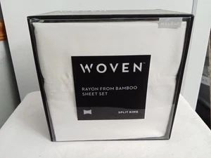 Malouf Woven Rayon Bamboo Split King White Sheet Set New - Picture 1 of 11