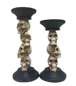 2 Totenkopf Kerzenhalter für Kamin Deko, 9,5 cm hoch - siehe Fotos - Bild 1 von 14