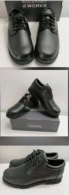 NEW Rockport Work Black Oxford Womens Shoe M sz 9 Soft Toe Slip Resistant RK112 - Image 1 of 4