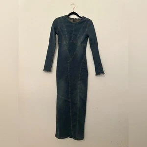 Zara TRF Maxi Langarm Jeanskleid XS Western Boho Festival Coastal Cowgirl - Bild 1 von 9