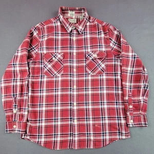 Camisa de Colección Chaps Denim Ajustada Para Hombre Roja Grande Franela a Cuadros Abotonada Manga Larga - Imagen 1 de 10