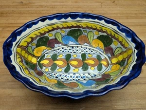 Mexikanische Talavera Keramik Servierschale. Oval. Handbemalt 10 in Mexiko bleifrei - Bild 1 von 9