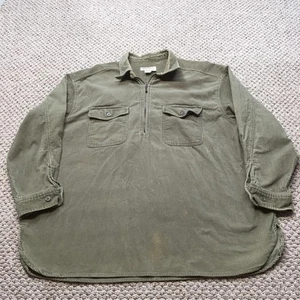 Eddie Bauer Pullover Shirt Womens 2XL Green Corduroy Long Sleeve Double Pocket - Picture 1 of 9