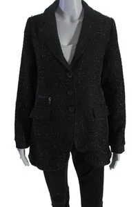 Dolce Cabo Womens Glitter Collared Long Sleeved Zipped Dress Blazer Black Size M - Picture 1 of 6