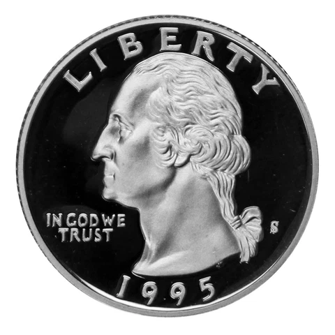 1995 Washington Quarter Proof 90% Silver Gem Deep Cameo US Coin Cover